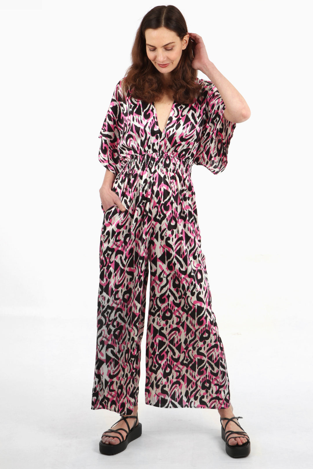Pink Abstract Ikat Jumpsuit