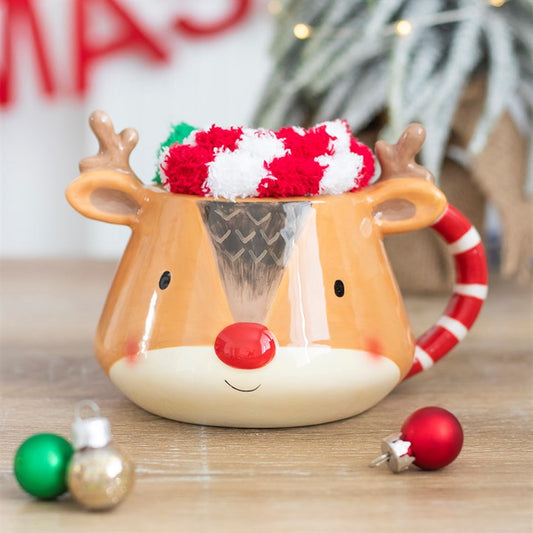 Reindeer Mug and Sock Gift Set