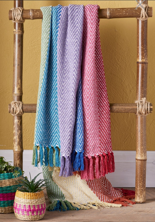 Recycled Cotton Chevron Rainbow Throw